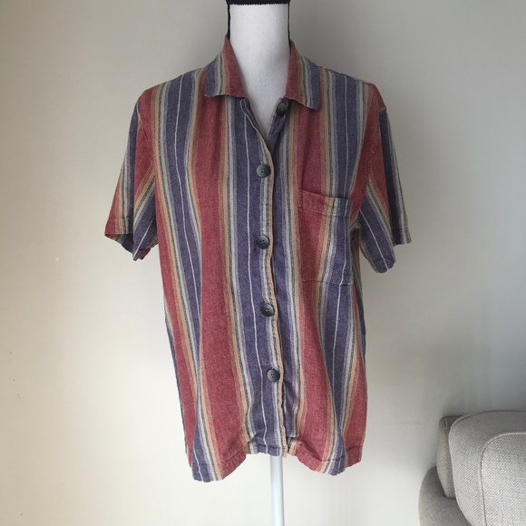 Chico's Design Striped Button Down Top - Picture 1 of 4